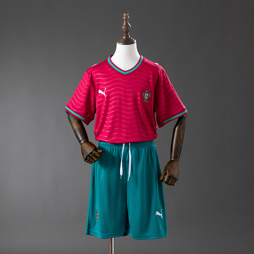 Conjunto Portugal Primera Equipación Infantil – Roja y Verde