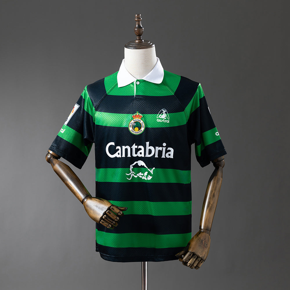 57Camiseta Racing de Santander Retro – Franjas Verdes y Negras