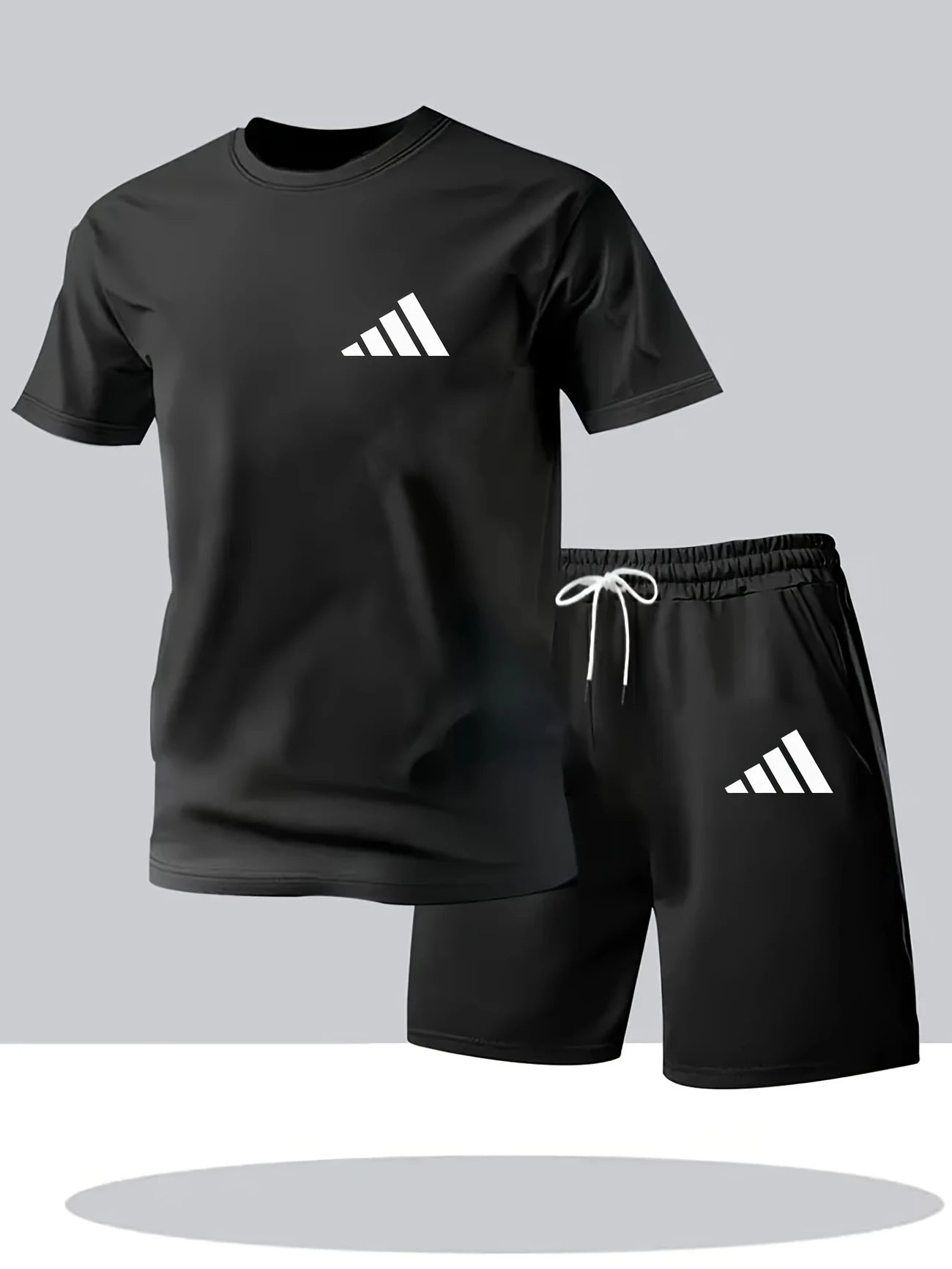 162Conjunto  Negro | Camiseta + Short Deportivo de Estilo Premium