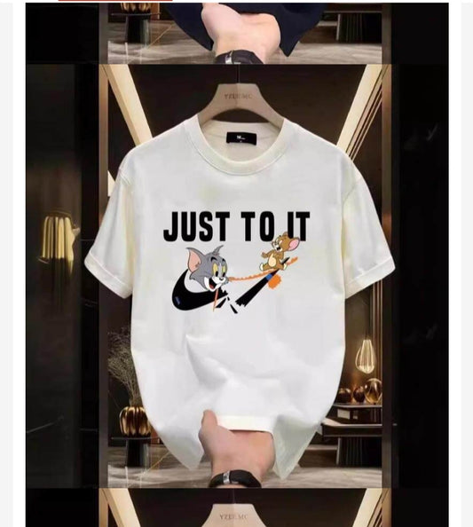 169Camiseta Blanca “Just To It” – Diseño Animado Urbano