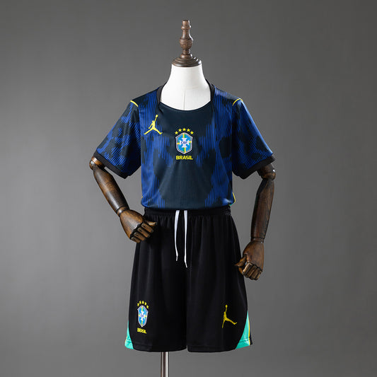 Conjunto Brasil Segunda Equipación Infantil – Negro y Azul