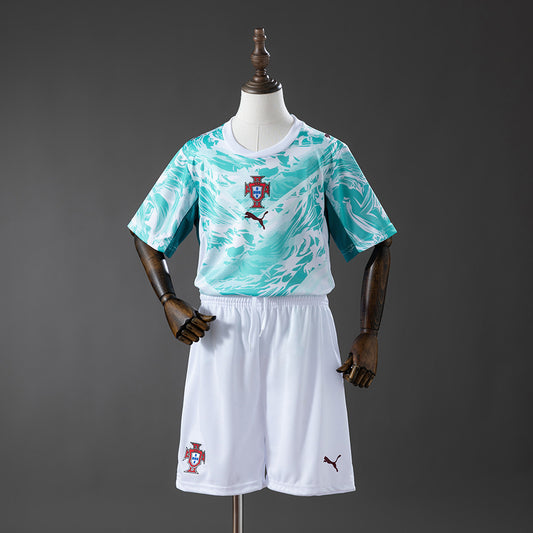 Conjunto Portugal Segunda Equipación Infantil – Blanco y Verde Agua